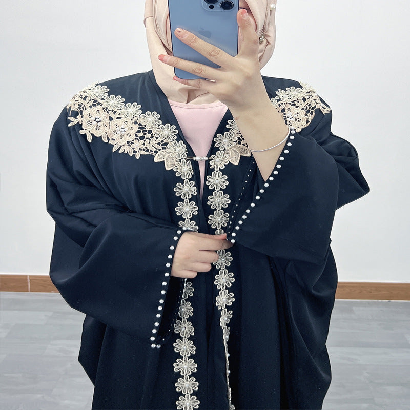 Patchwork lace cardigan robe