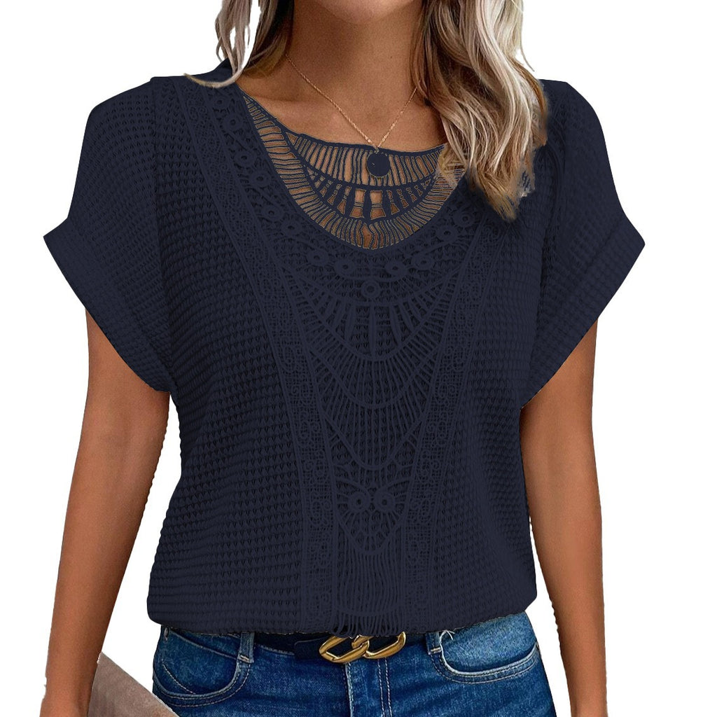 Lace short-sleeved T-shirt