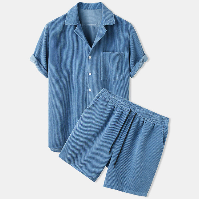 Men's Corduroy Short Sleeve Shirt and Shorts