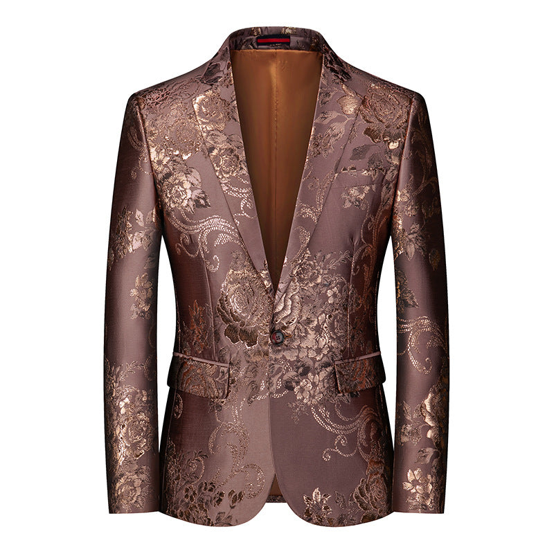 Slim Fit Floral Print Men's Suit Jacket