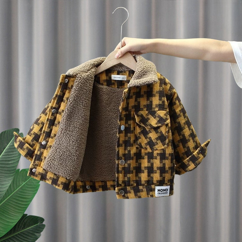 Boys' Plaid Fleece Hooded Jacket