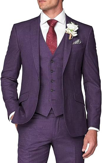 Men's Three-Piece Slim Fit Suit for Business and Wedding