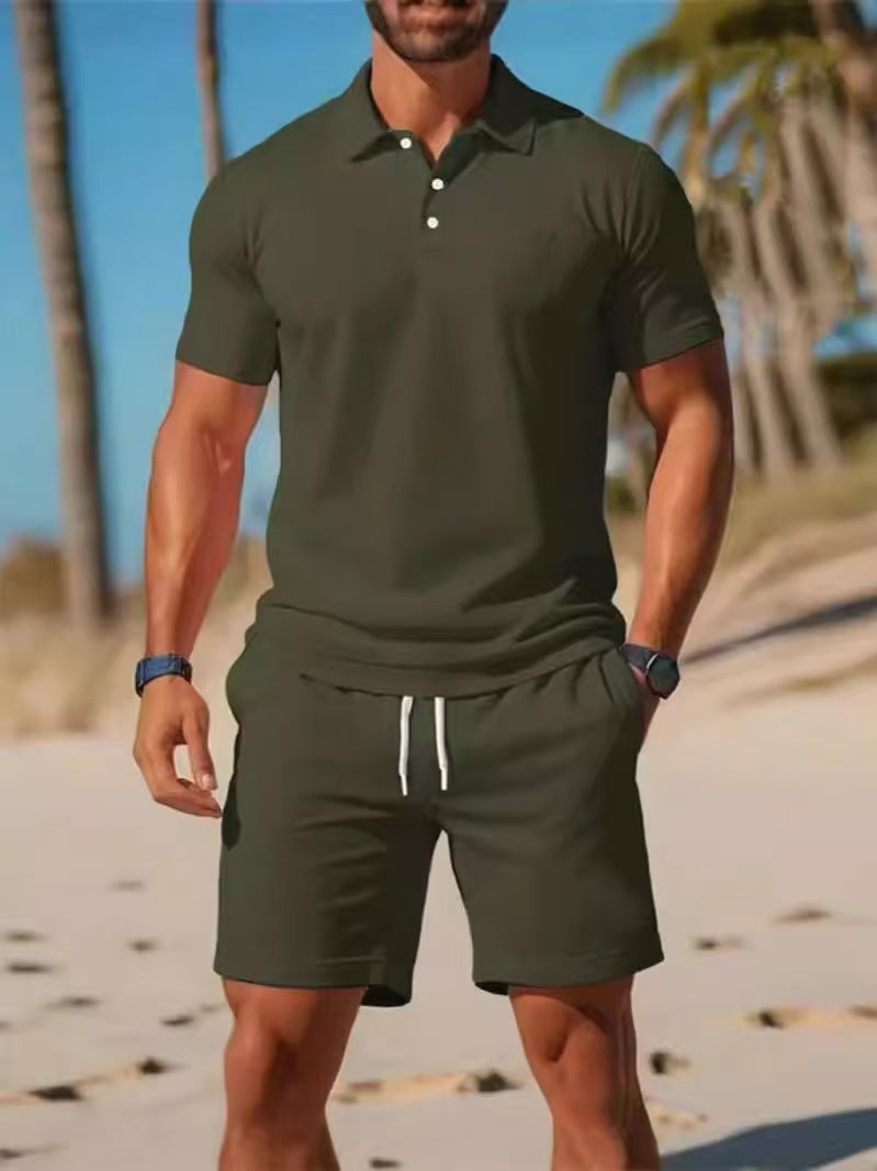 Men's Slim Fit Polo Shirt and Shorts Set