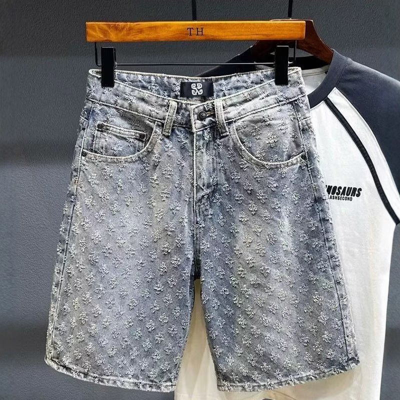 Men's Retro Distressed Denim Shorts