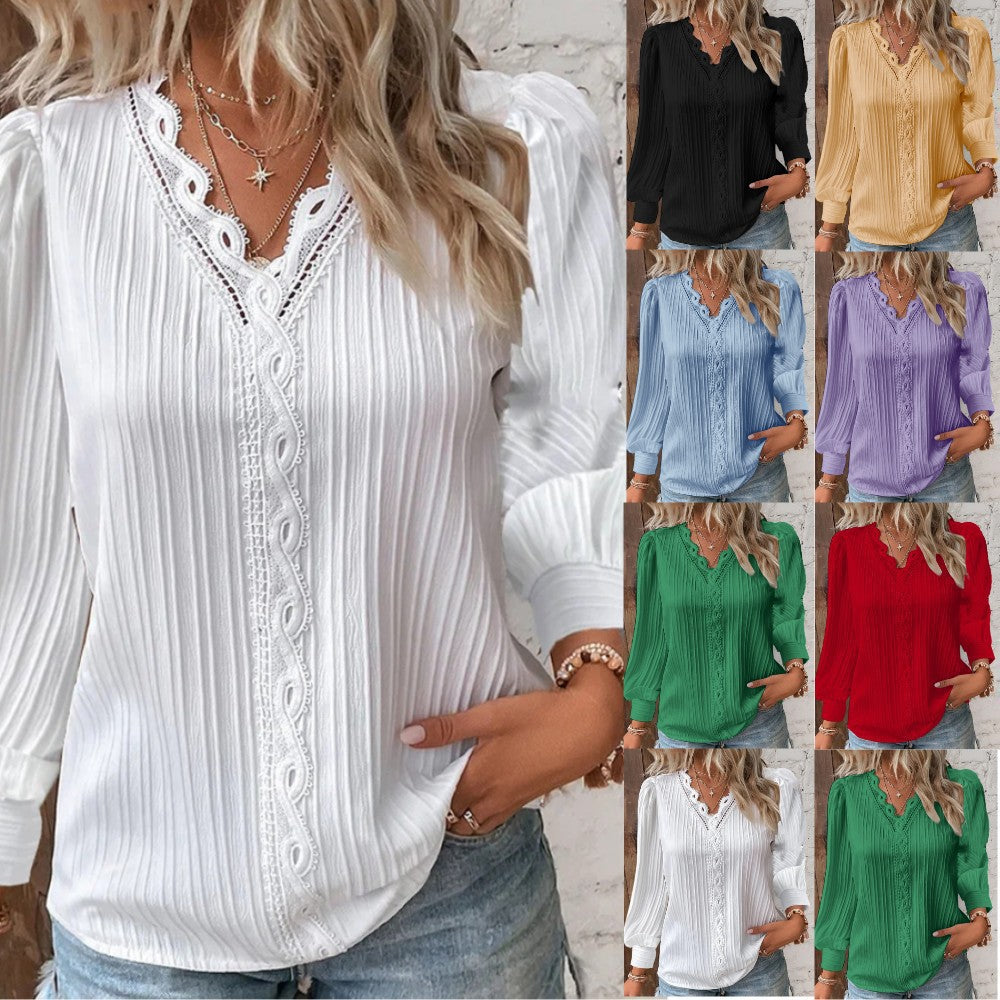 Long-sleeved lace blouse