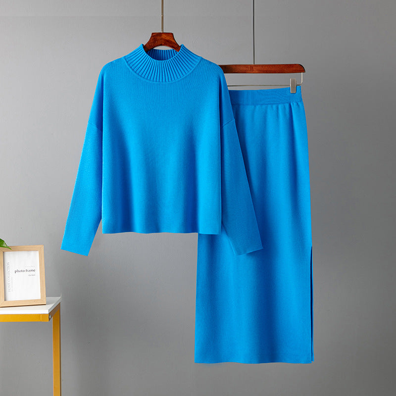 Two-piece set sweater top and long skirt
