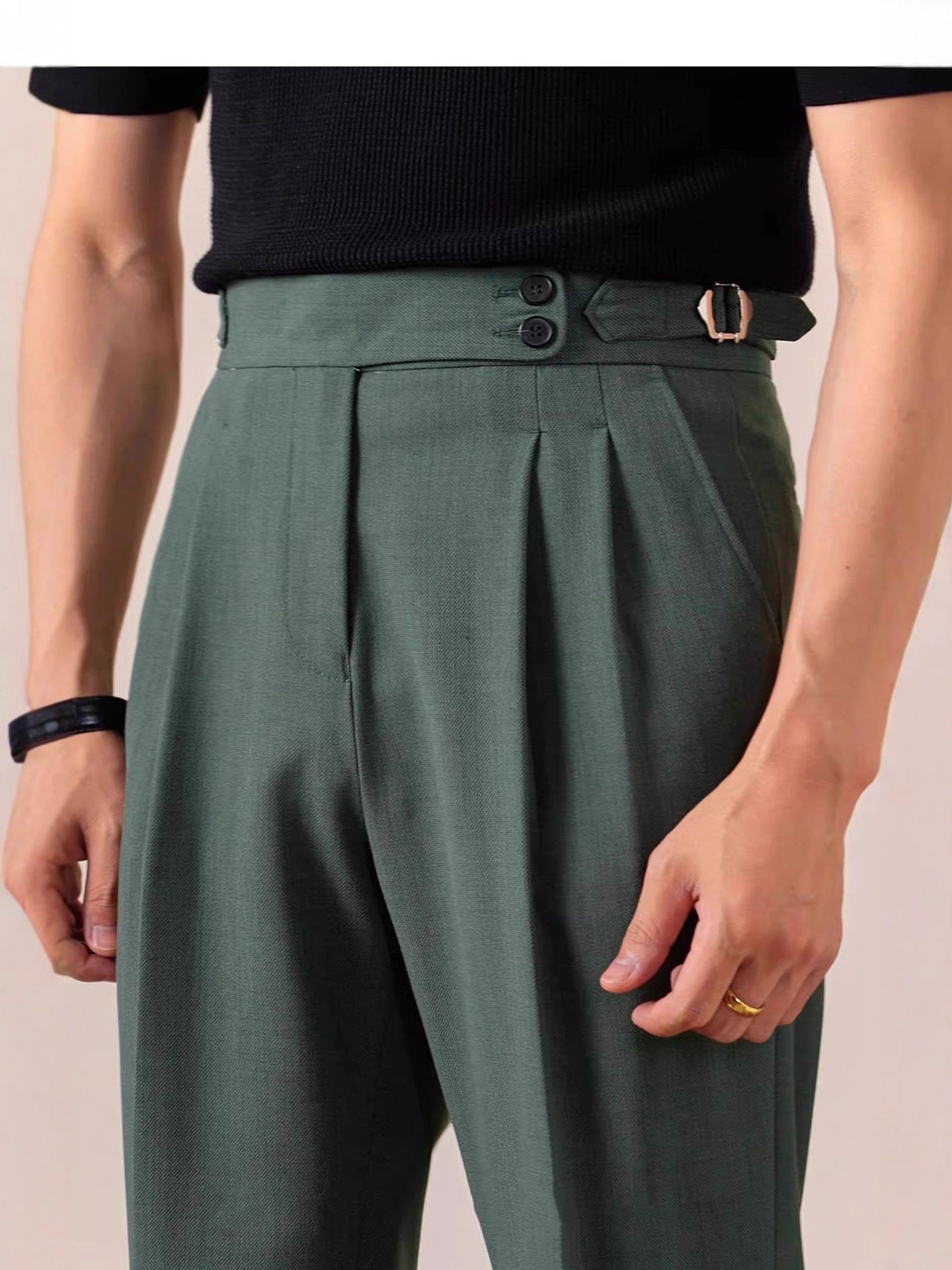 Italian Style High Waist Straight Trousers
