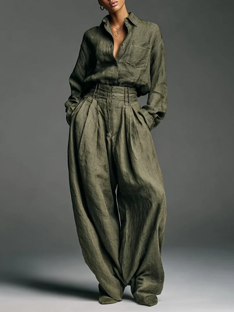 Long-sleeved cardigan and pants set