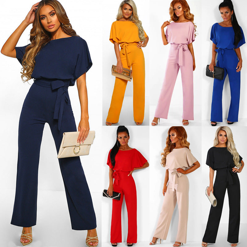 Elegant Button-Up Short-Sleeve Jumpsuit