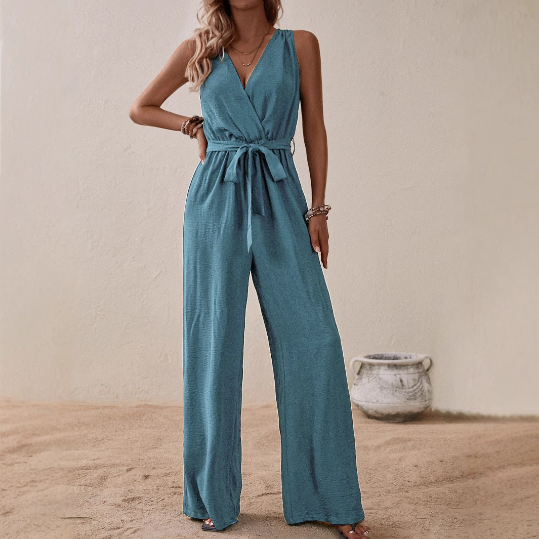 Strappy High Waist Sleeveless Jumpsuit