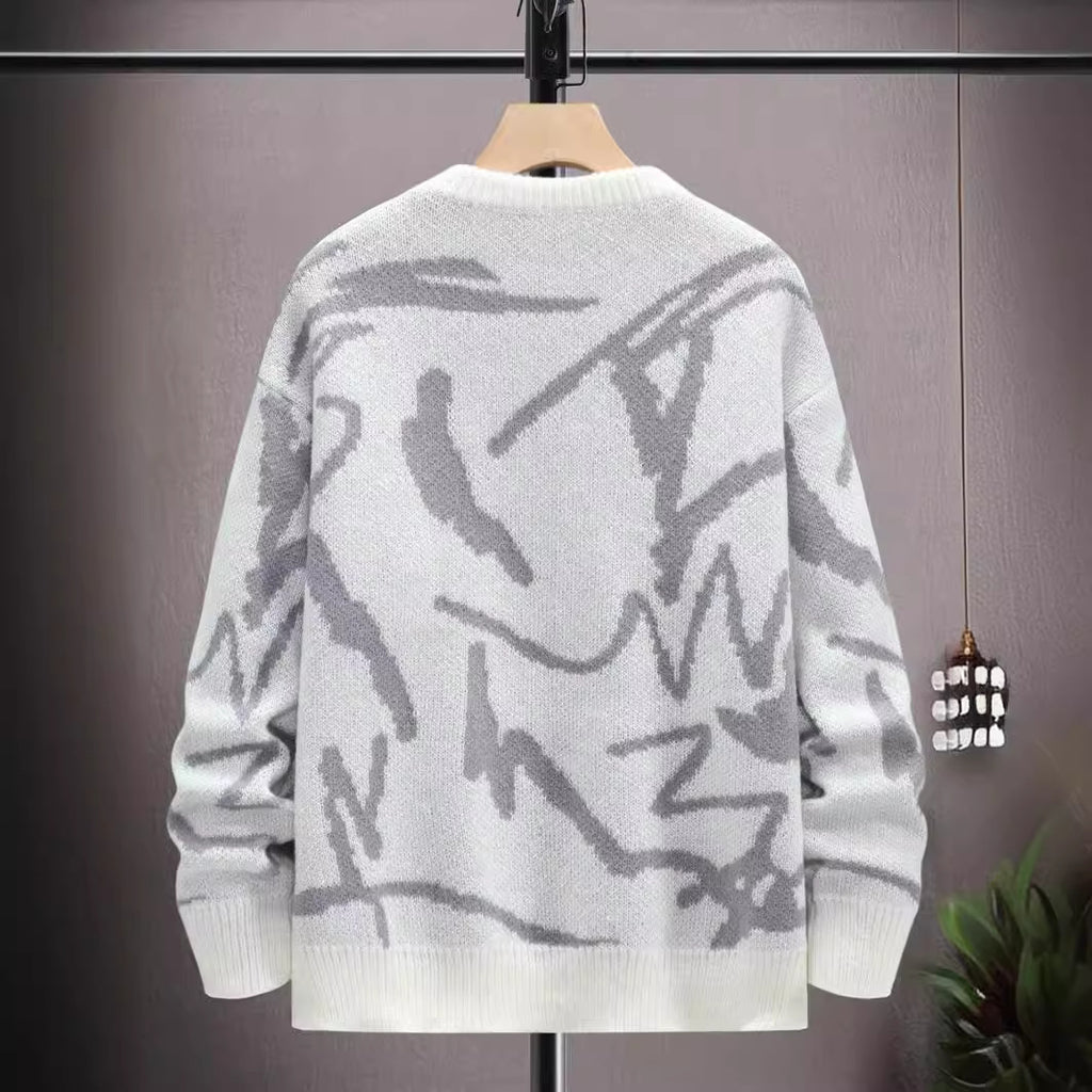 Men's loose round-neck knitted sweater