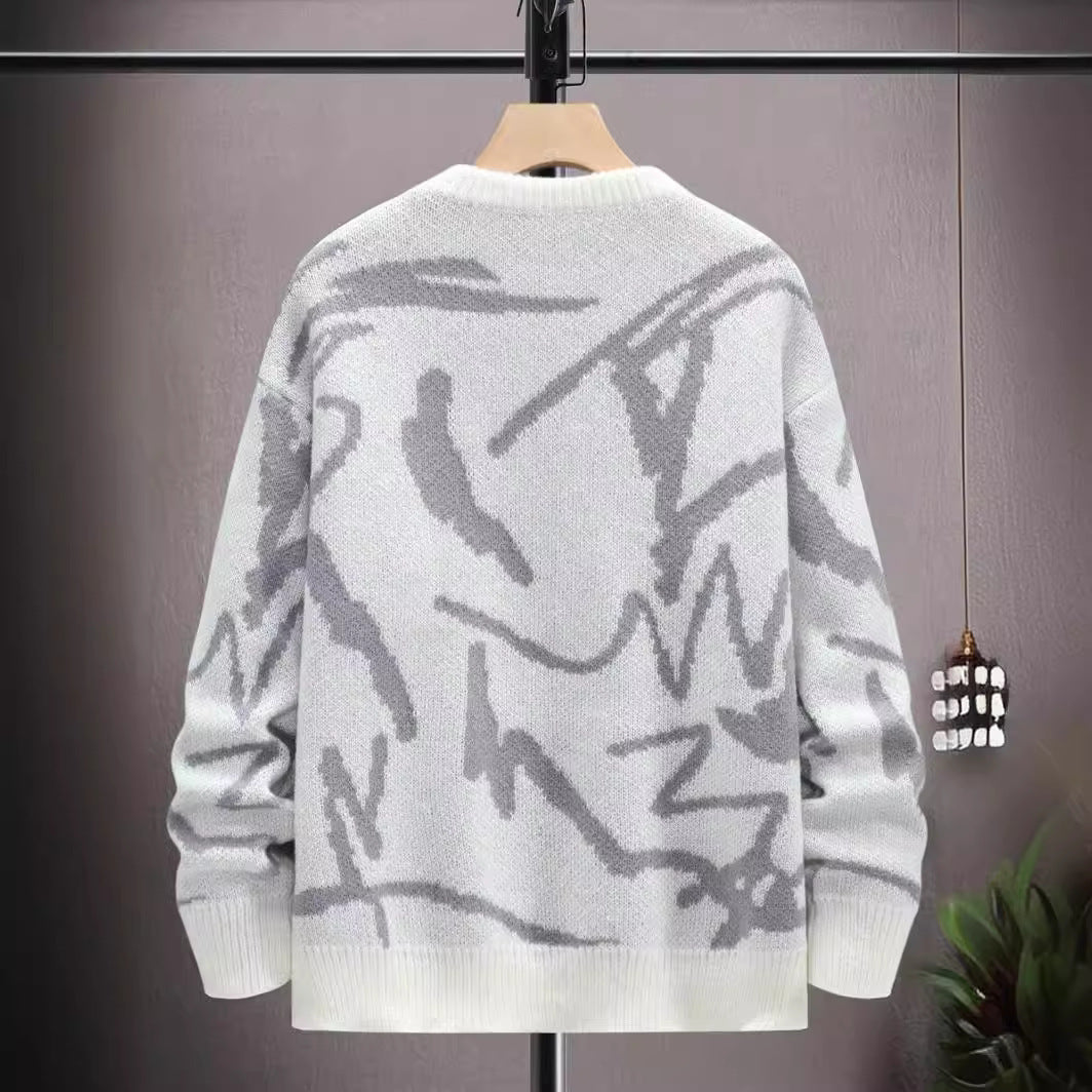 Men's loose round-neck knitted sweater