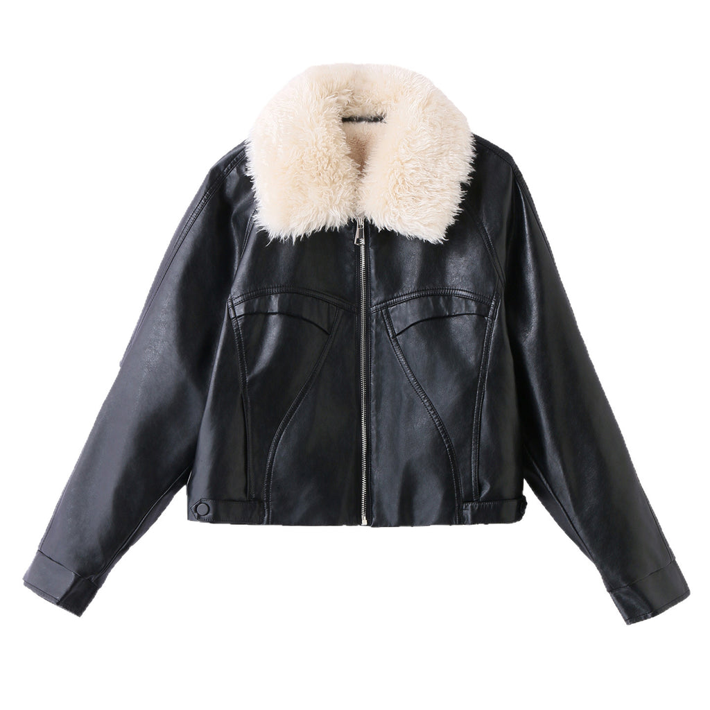 Women's Fleece Lined Genuine Leather Jacket