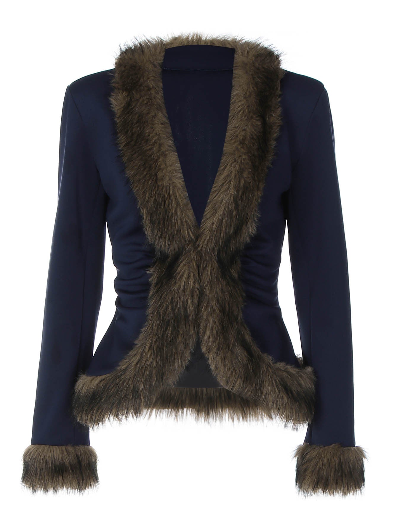Slim Fit Plush Detail Street Style Jacket