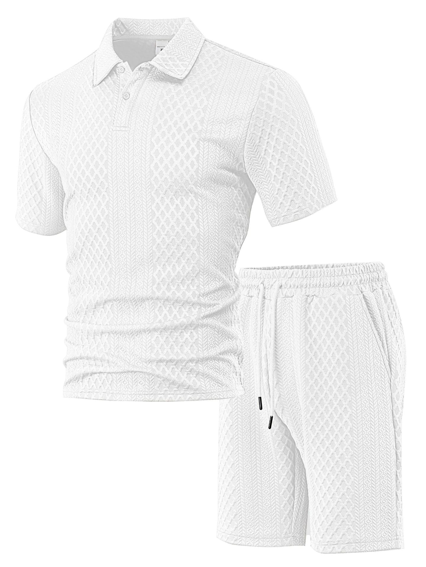Jacquard fabric men's POLO shirt short-sleeved set