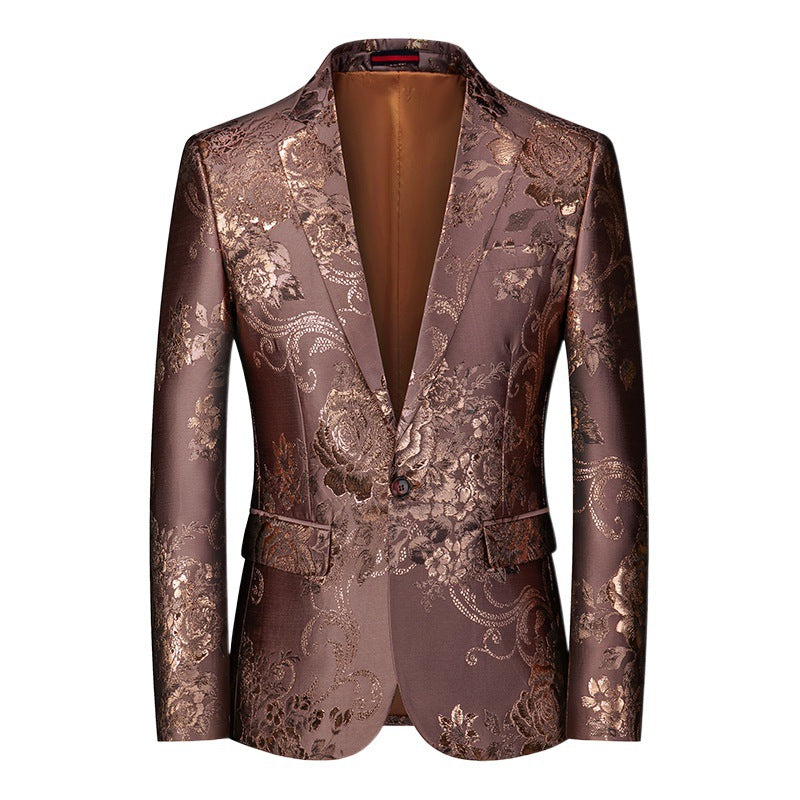 Slim Fit Floral Print Men's Suit Jacket