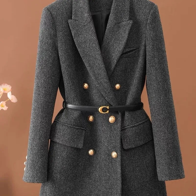 The suit jacket is made of wool