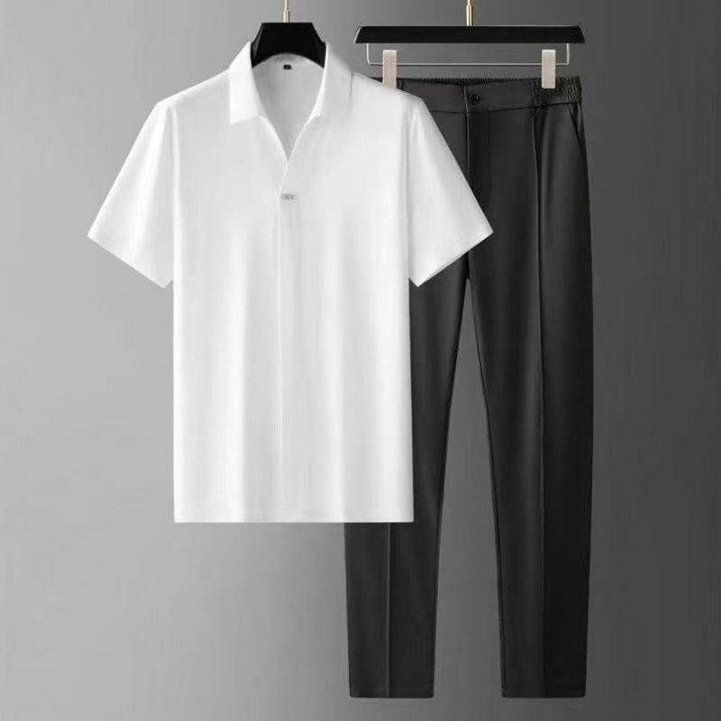 Men's Ultra-Thin Seamless Bonding Short Sleeve Shirt and Pants Set