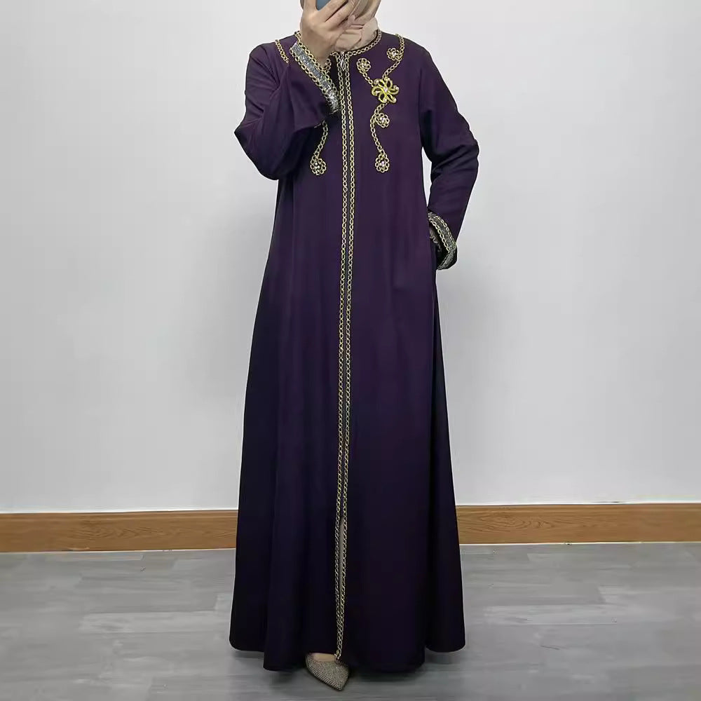 Embroidered floral dress and long robe