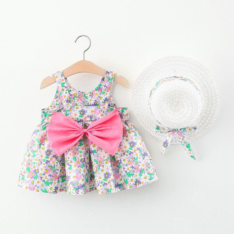 Baby Girl Summer Bow Dress with Hat