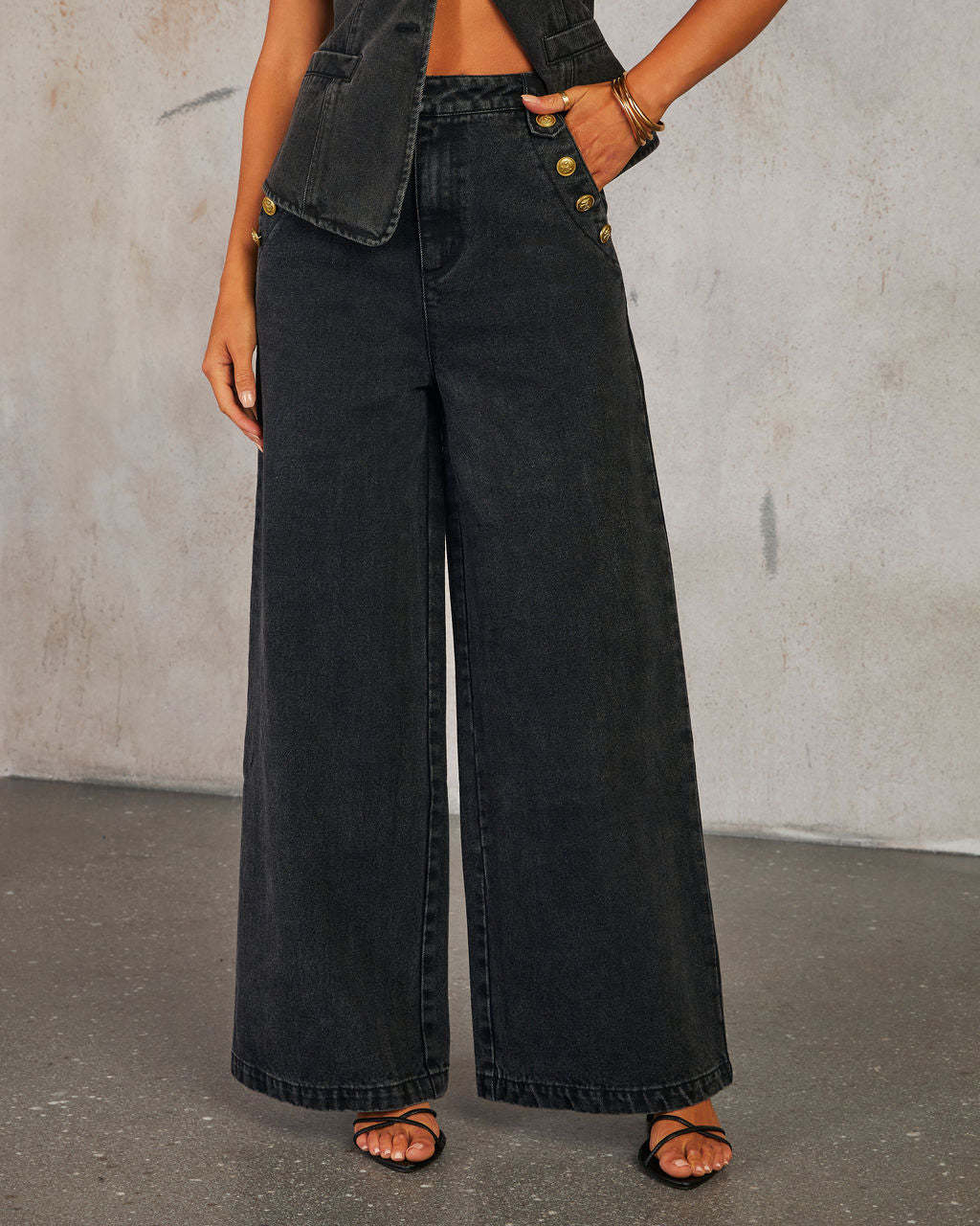 Denim suit vest and trousers