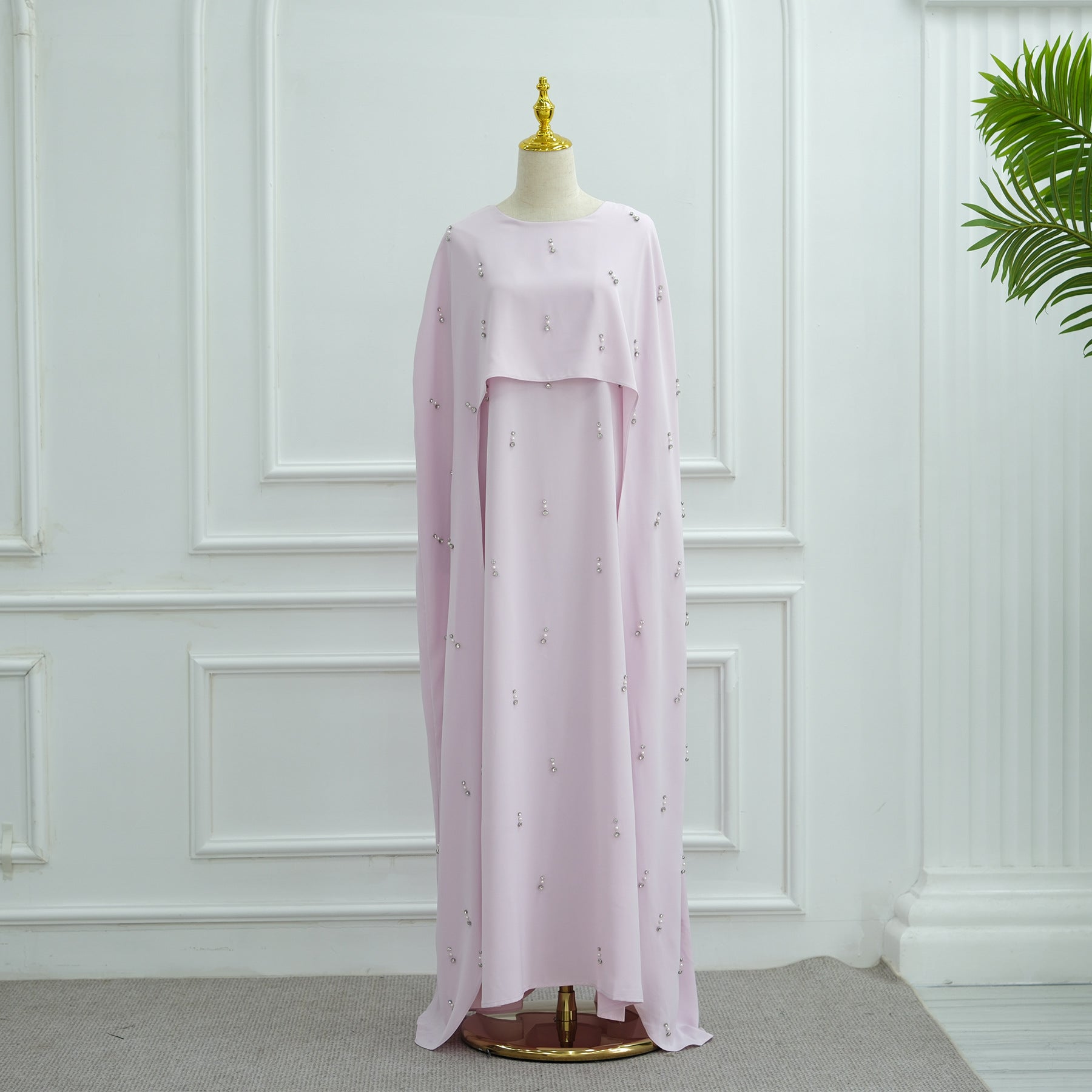 Elegant Beaded Two-Piece Dress with Flared Skirt