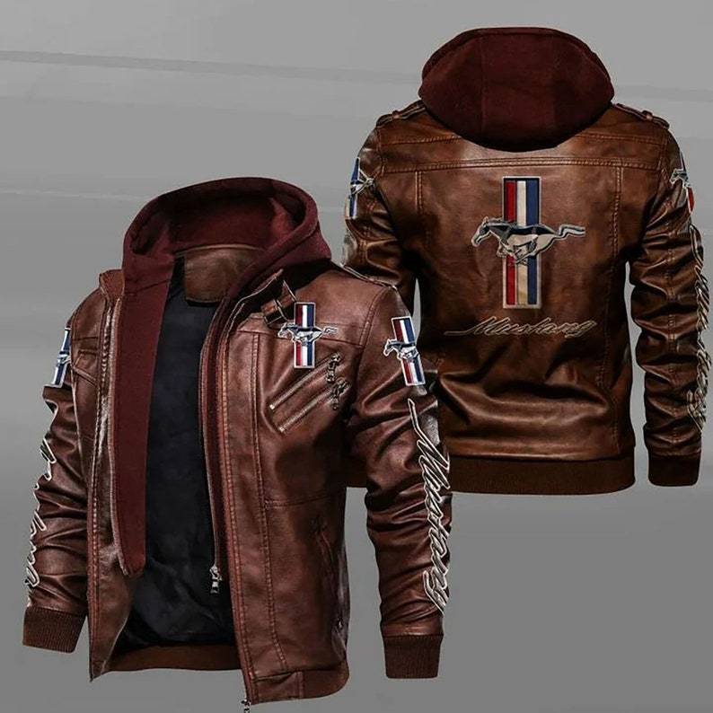 Men's Windproof PU Leather Jacket with Fleece Lining