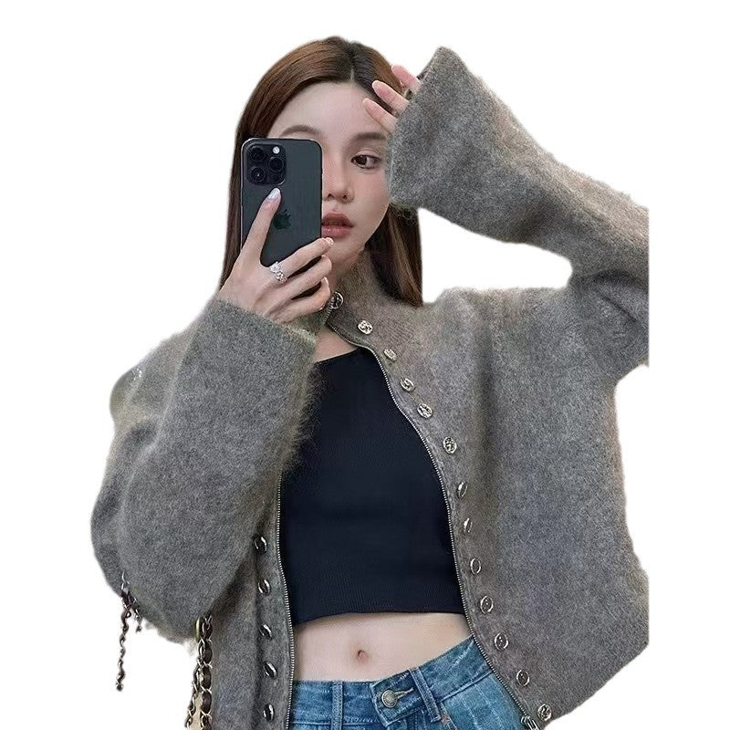 Women's Lazy Style Double-Breasted Knitted Cardigan