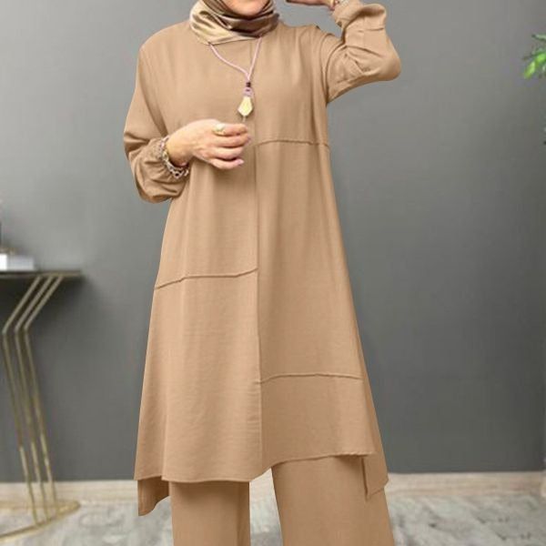 Elegant Puff Sleeve Shirt Wide Leg Pants Suit