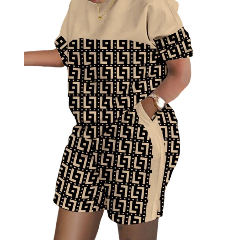 Short-Sleeved Printed Commuter Suit