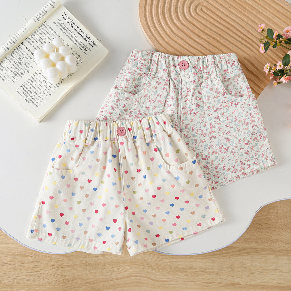Girls' Floral Print Cotton Shorts