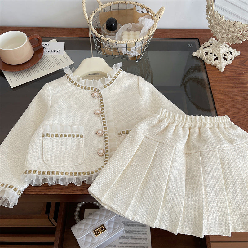 Baby's stylish and fashionable pleated skirt - Two-piece set skirt suit