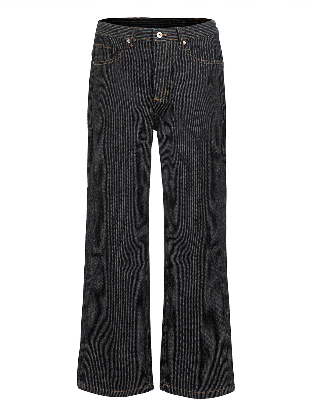 Jeans - Washed straight-leg wide-leg with slight ruffles