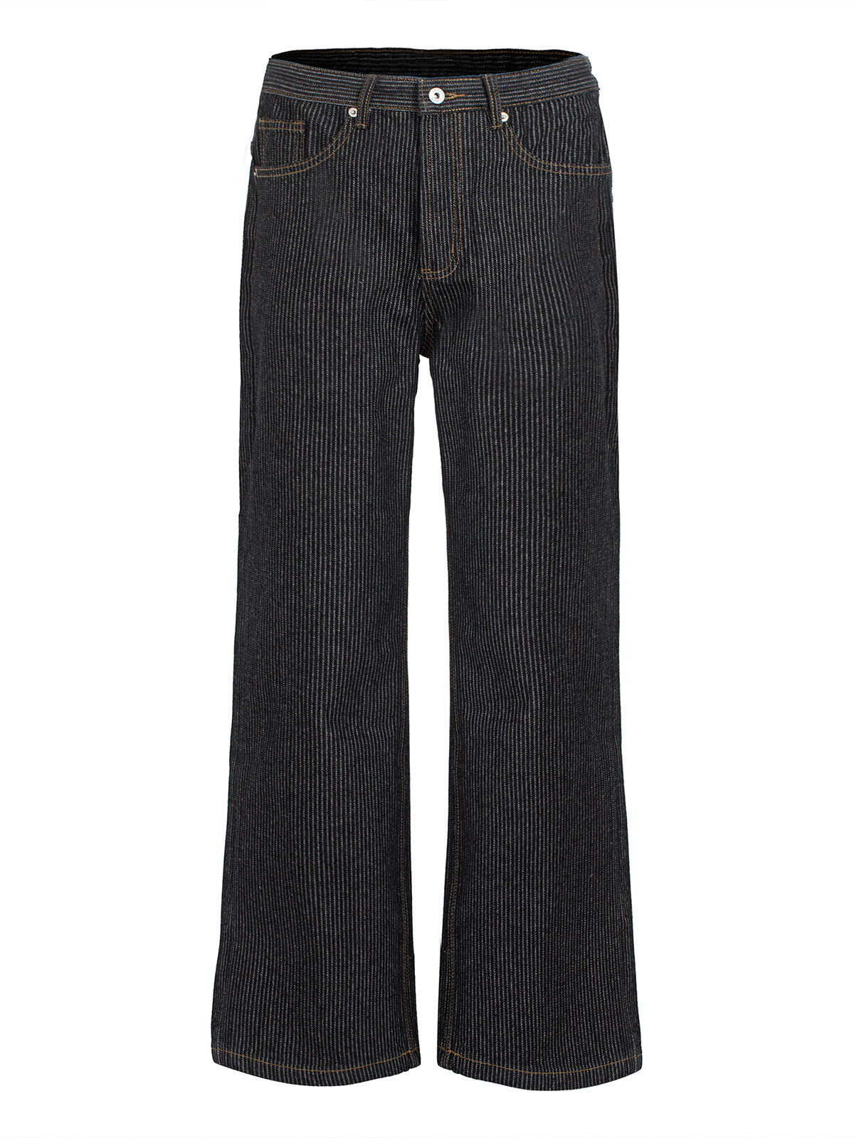 Jeans - Washed straight-leg wide-leg with slight ruffles