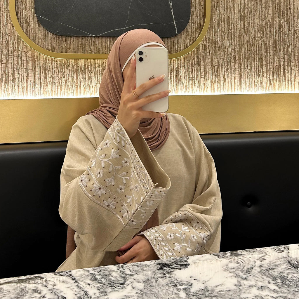 Embroidered long robe dress
