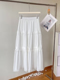 Ruffled hem high-waisted half-length skirt