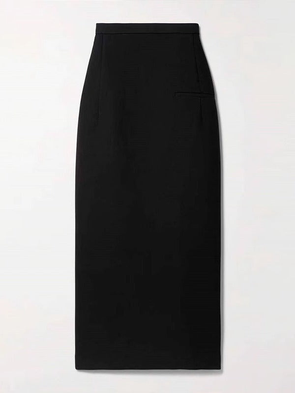 High-Waisted Wool Mid-Length Skirt