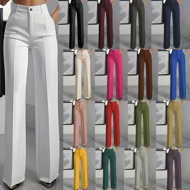Women's High Waisted Straight Leg Suit Pants