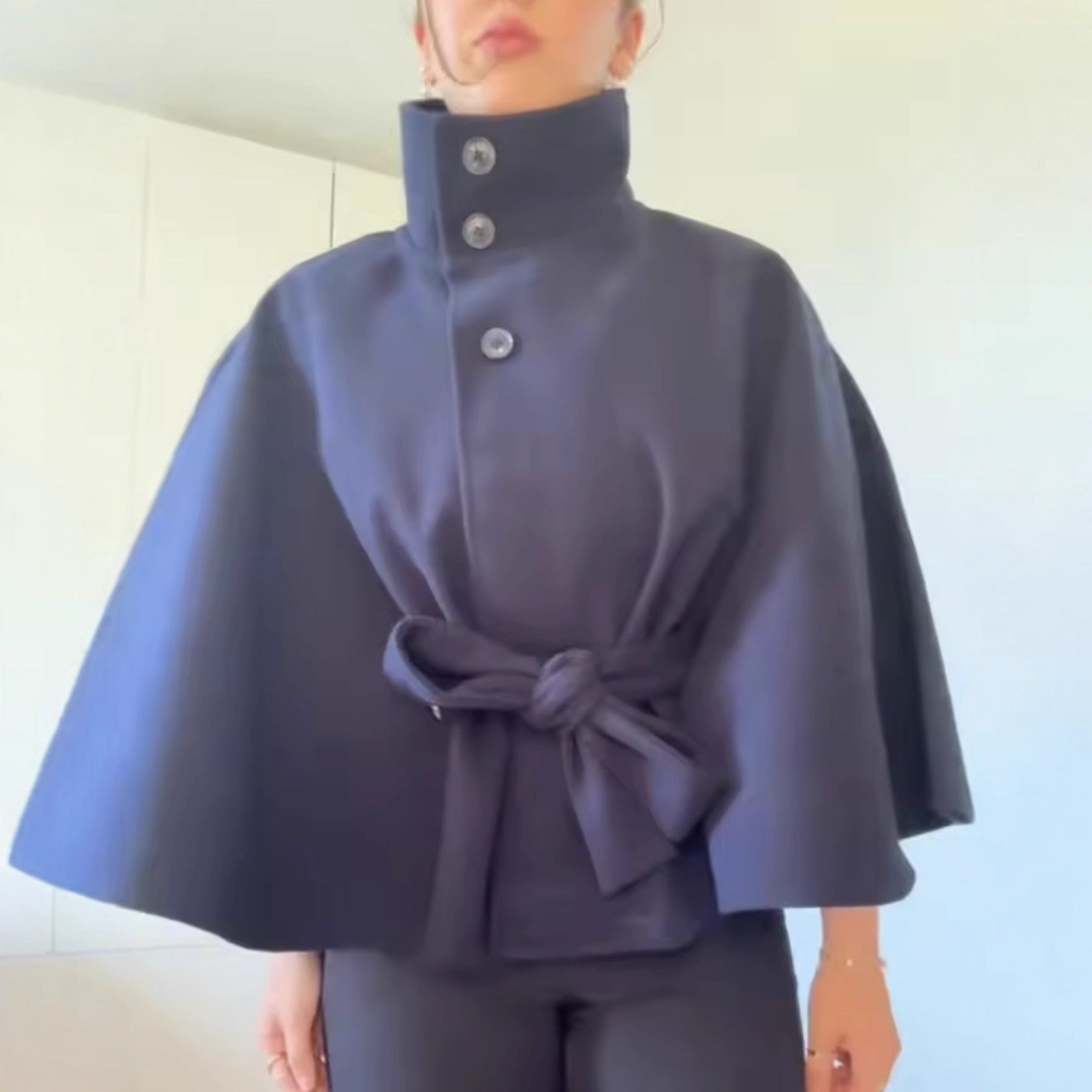 Women's Stylish Bathrobe-Style Coat with Belt