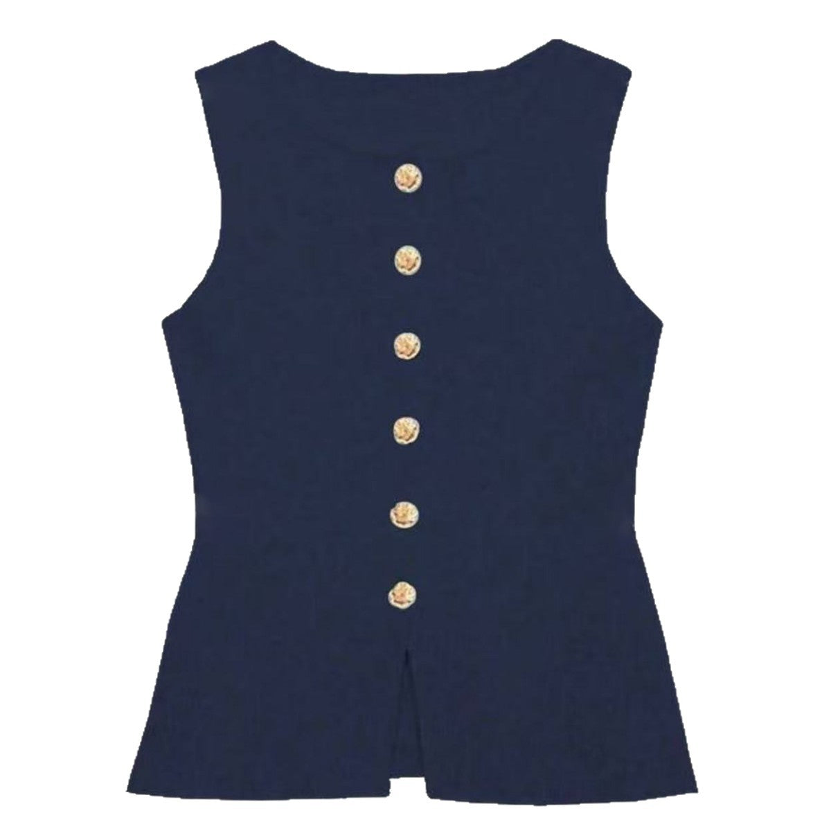 Round-neck sleeveless knitted cardigan