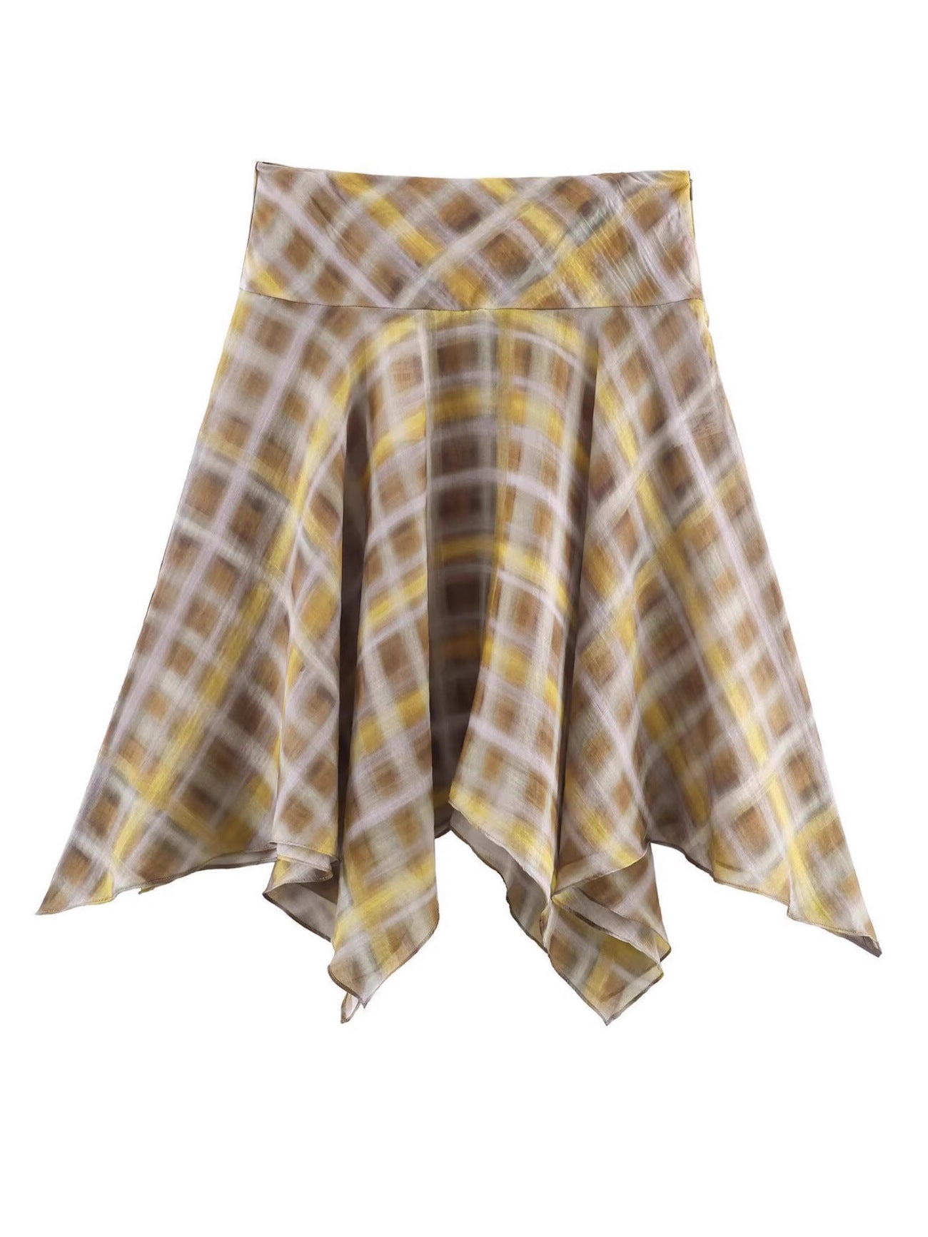 Plaid Cape Top and Midi Skirt Set