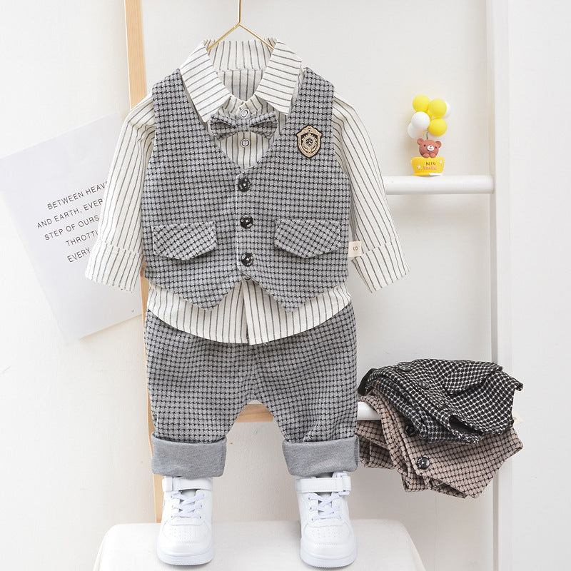 Boys' Plaid Three-Piece Suit