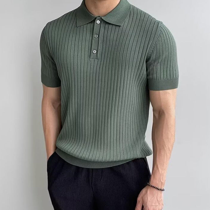 A short-sleeved man with lapel polo shirt