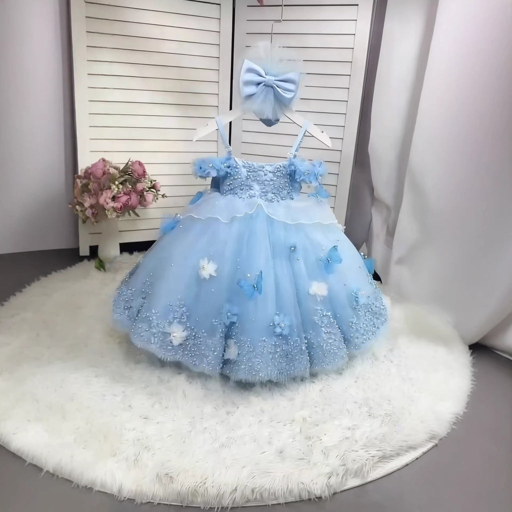 Lace puff dress for children