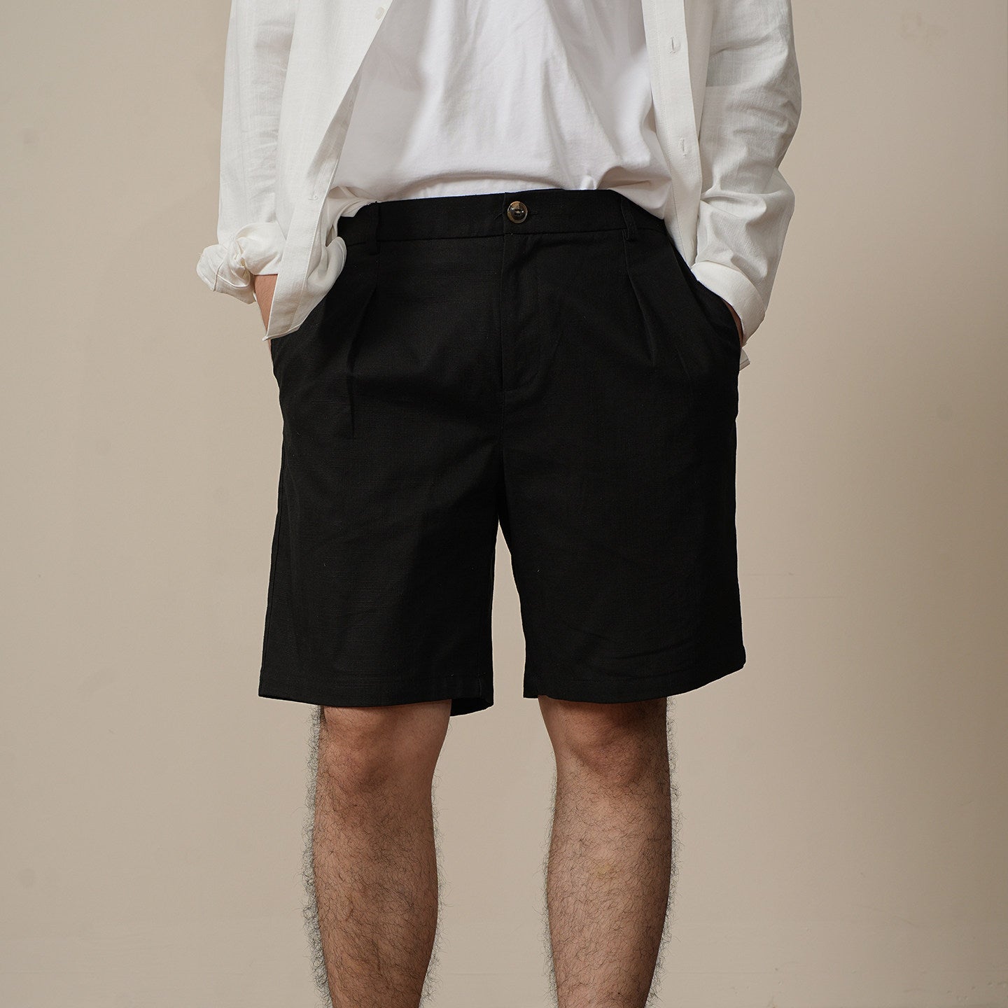Men's Straight-Leg Linen Blend Shorts