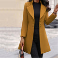Women's Slim-Fit Woolen Coat with Lapel Collar