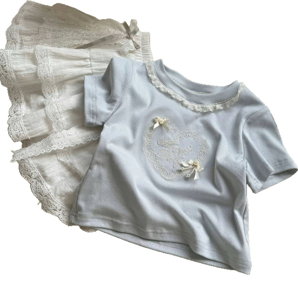 Girls' Lace Bow Two-Piece Set