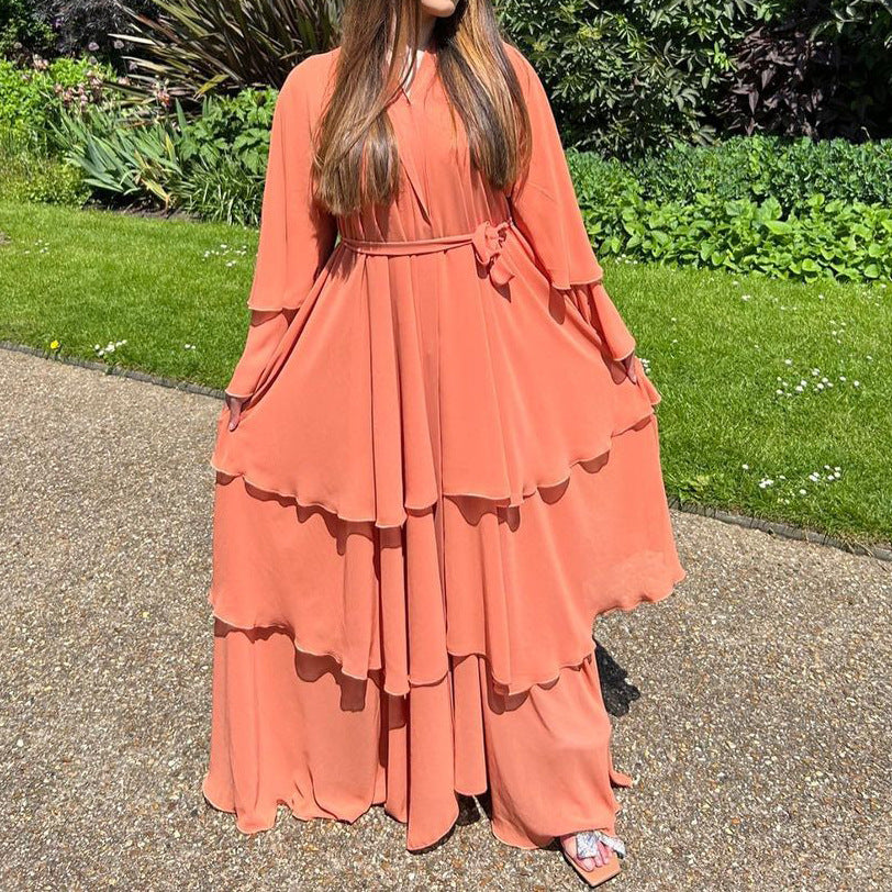 Cardigan long robe chiffon dress