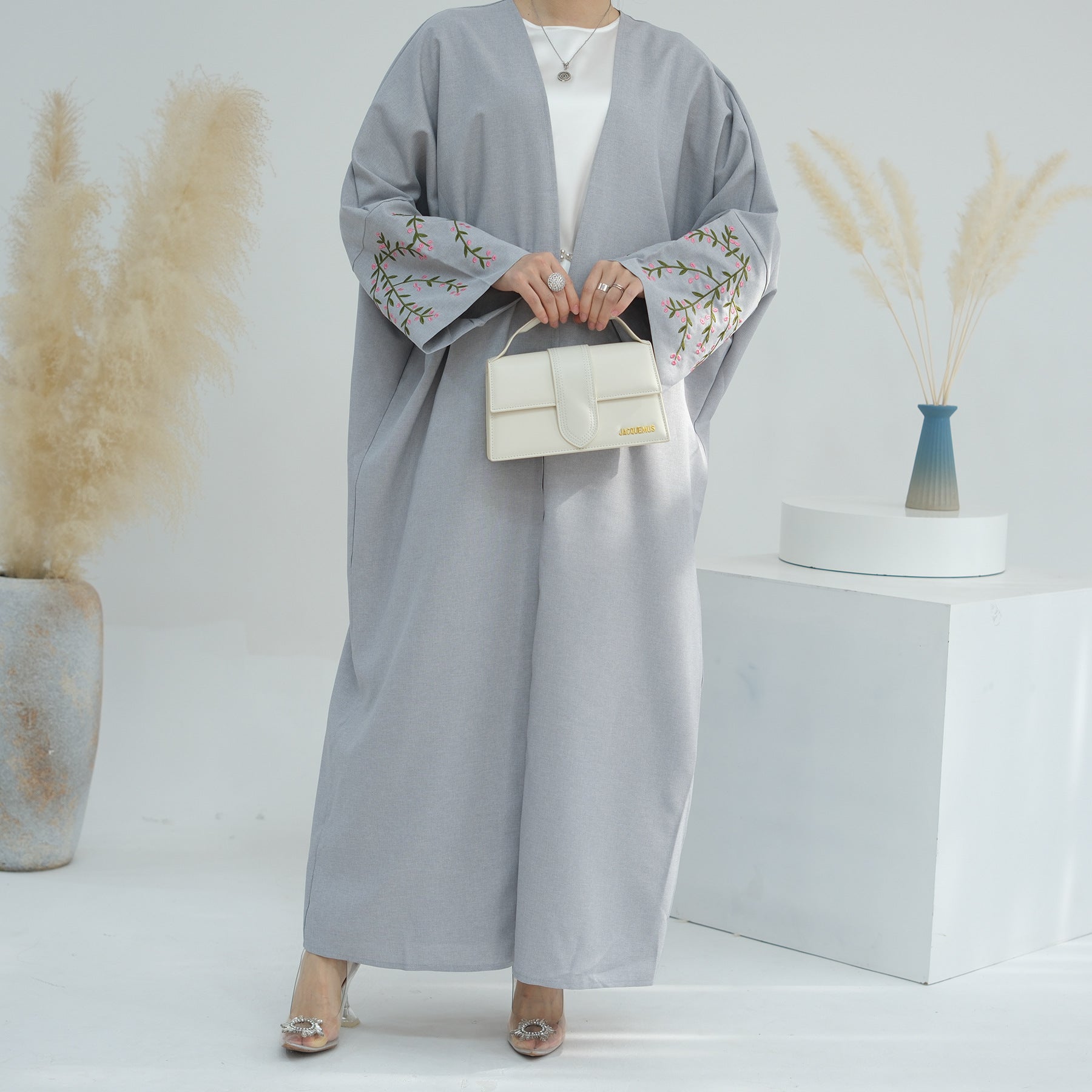 Embroidered cardigan robe
