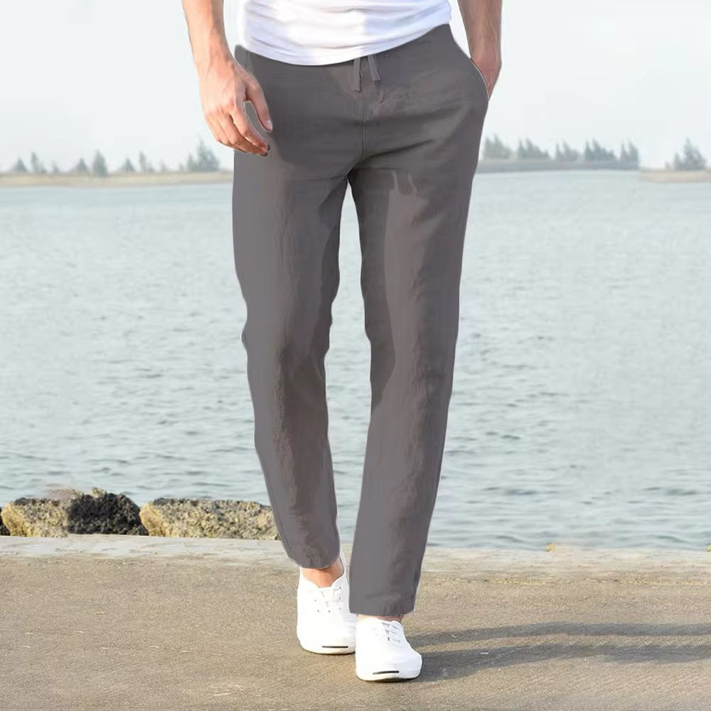 Men's Straight Leg Casual Pants with Drawstring Waist